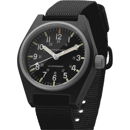 Montre au quartz d'usage g&eacute;n&eacute;ral avec MaraGlo, Analogique, &agrave; piles, 0,6" la x 1,3" p x 0,4" h, Noir OSI Industrial Sales