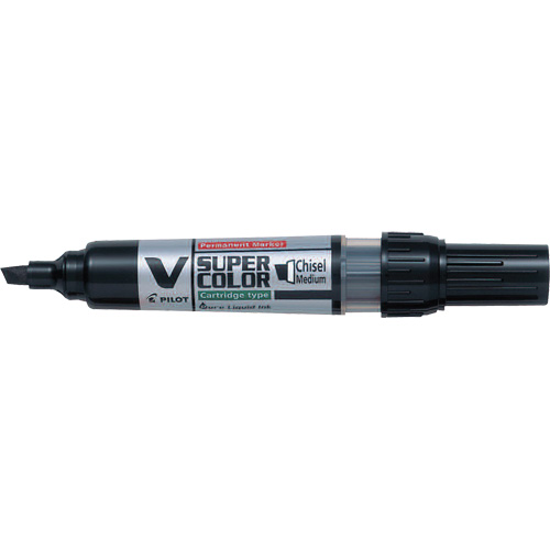 V Super Colour Permanent Marker, Chisel, Black OSI Industrial Sales