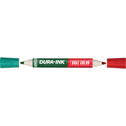 Marqueur &agrave; encre permanente et double couleur Markal Dura-Ink, Vert/Rouge, Pointe Ronde OSI Industrial Sales