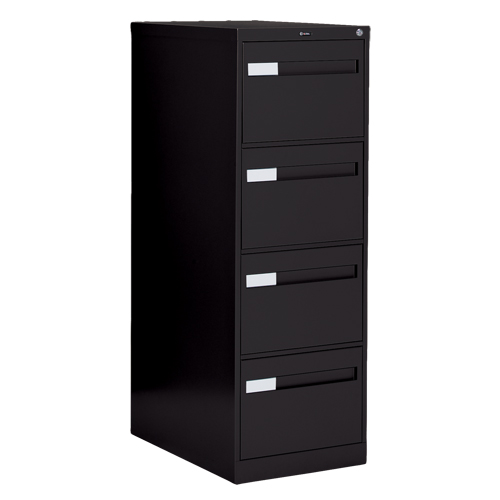 Classeur vertical &agrave; poign&eacute;es encastr&eacute;es, 4 tiroirs, 18.15" la x 26.56" p x 52" h, Noir OSI Industrial Sales