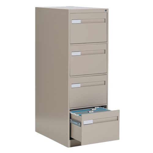 Vertical Filing Cabinet with Recessed Drawer Handles, 4 Drawers, 18.15" W x 26.56" D x 52" H, Beige OSI Industrial Sales