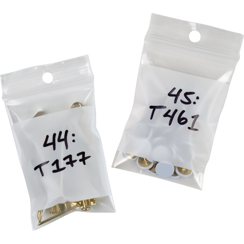 White Block Poly Bags, Reclosable, 3" x 2", 2 mils OSI Industrial Sales