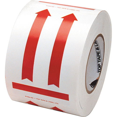 &eacute;tiquettes pour traitement sp&eacute;cial a/pictogramme Ce c&ocirc;t&eacute; vers le haut, 6" lo x 4" la, Rouge/blanc OSI Industrial Sales