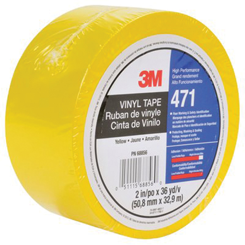 471 Vinyl Tape, 50.8 mm (2") W x 32.9 m (108') L, 5.3 mils, Yellow OSI Industrial Sales