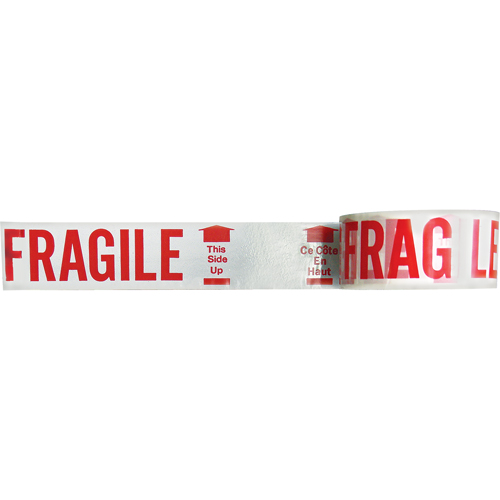 Ruban imprim&eacute; bilingue – Fragile ce c&ocirc;t&eacute; en haut, Rouge/blanc OSI Industrial Sales