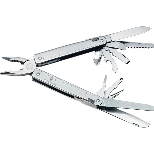 Outil multiple SwissTool avec lame verrouillable, M&eacute;tal, Poign&eacute;e en M&eacute;tal, 155 mm lo, 26 fonctions, 0,7 lb OSI Industrial Sales