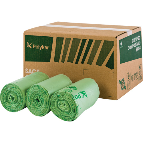 Sacs certifi&eacute;s compostables, R&eacute;gulier, 60" lo x 48" la, Transparent, Capacit&eacute; de 245 L (65 gal.) OSI Industrial Sales