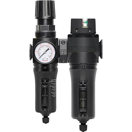 Filtre/r&eacute;gulateur + filtre coalescent drain manuel avec bol en m&eacute;tal Modulair 300, 1/4" NPT, 250 PSI, Capacit&eacute; de 5,1 oz liq. OSI Industrial Sales