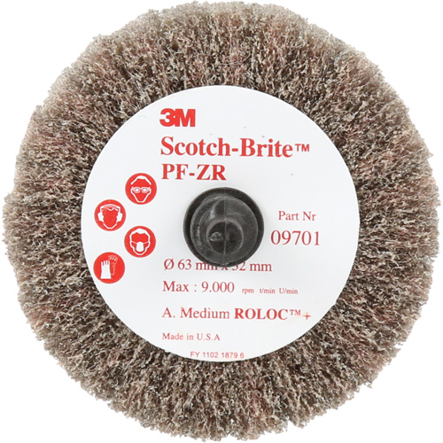 Scotch-Brite Roloc Cut and Polish Flap Brush, PF-ZR, Aluminum Oxide, Medium Grit, 2-1/2" x 1-1/4" OSI Industrial Sales
