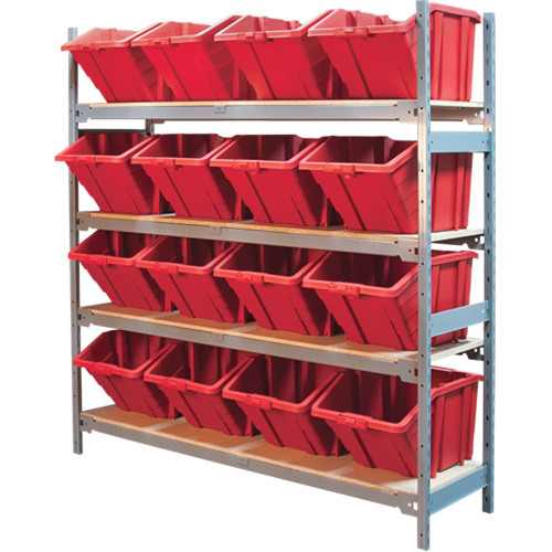 Wide Span Shelving with Jumbo Plastic Bins, Steel, Boltless, 800 lbs. Capacity, 66" W x 72" H x 18" D OSI Industrial Sales