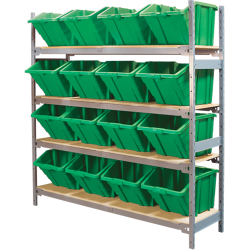 Wide Span Shelving with Jumbo Plastic Bins, Steel, Boltless, 800 lbs. Capacity, 66" W x 72" H x 18" D OSI Industrial Sales