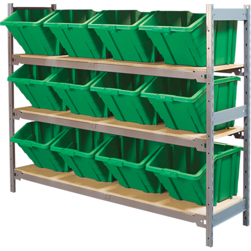 Wide Span Shelving with Jumbo Plastic Bins, Steel, Boltless, 800 lbs. Capacity, 66" W x 60" H x 18" D OSI Industrial Sales