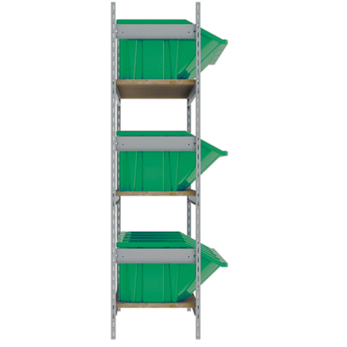 Wide Span Shelving with Jumbo Plastic Bins, Steel, Boltless, 800 lbs. Capacity, 66" W x 60" H x 18" D OSI Industrial Sales