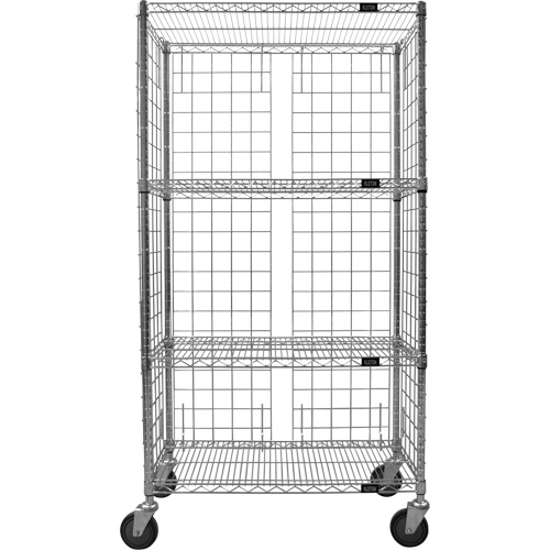 Chariot ferm&eacute; en treillis m&eacute;tallique, Chrom&eacute;, 36" x 69" x 18", Capacit&eacute; 800 lb OSI Industrial Sales