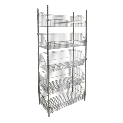 &eacute;tag&egrave;re &agrave; paniers-tablettes en treillis m&eacute;tallique, Tiers 5, 36" la x 74" h x 18" p OSI Industrial Sales
