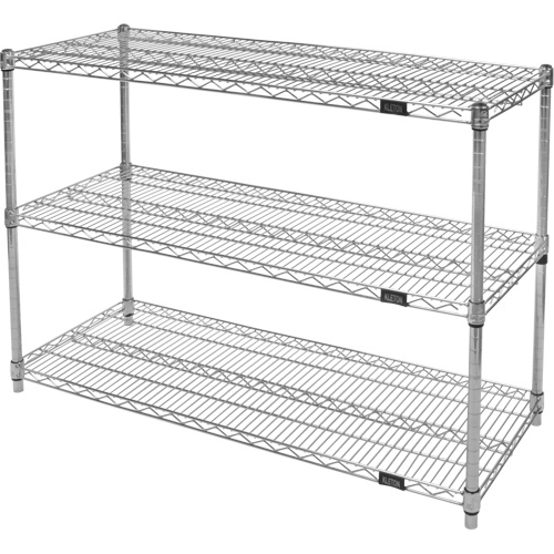 Heavy-Duty Chromate Wire Shelving, 3 Tiers, 30" W x 33" H x 18" D OSI Industrial Sales