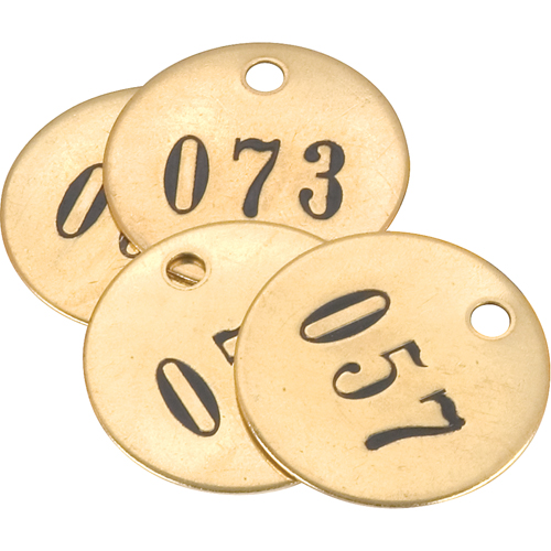&eacute;tiquettes num&eacute;rot&eacute;es, # 026 - 050, Laiton, 1,5" dia. OSI Industrial Sales