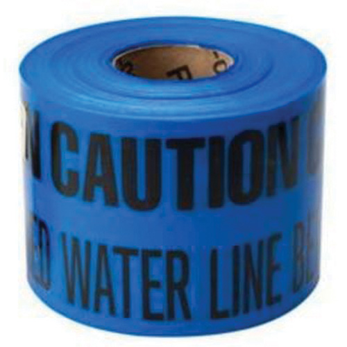 Ruban d'avertissement de danger souterrain Buried Water Line Identoline, 6" la x 1000' lo, Noir sur bleu OSI Industrial Sales