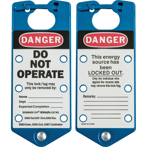 Labeled Lockout Hasps, Blue OSI Industrial Sales