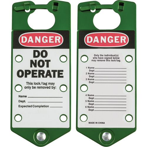 Labeled Lockout Hasps, Green OSI Industrial Sales