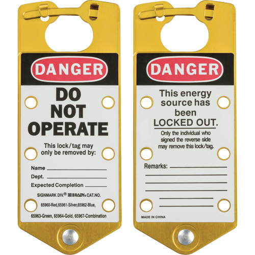 Labeled Lockout Hasps, Yellow OSI Industrial Sales