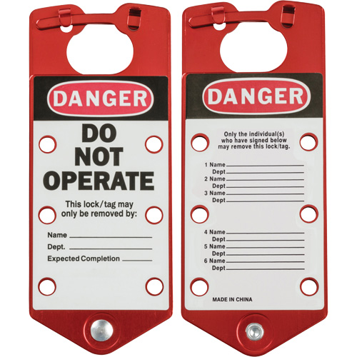 Labeled Lockout Hasps, Red OSI Industrial Sales