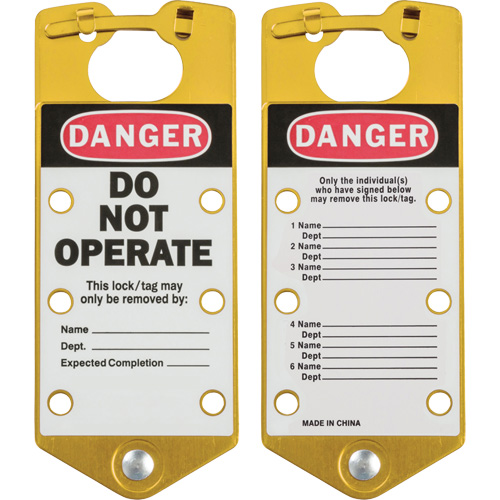Labeled Lockout Hasps, Yellow OSI Industrial Sales