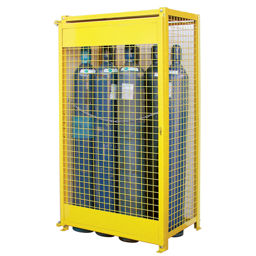 Gas Cylinder Cabinets, 10 Cylinder Capacity, 44" W x 30" D x 74" H, Yellow OSI Industrial Sales