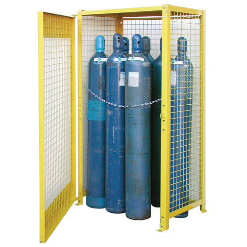 Gas Cylinder Cabinets, 10 Cylinder Capacity, 44" W x 30" D x 74" H, Yellow OSI Industrial Sales