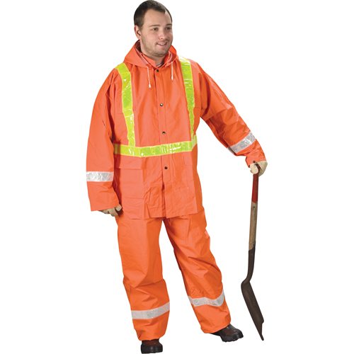 Tornado Traffic Rain Suit, PVC, Small, High Visibility Orange OSI Industrial Sales