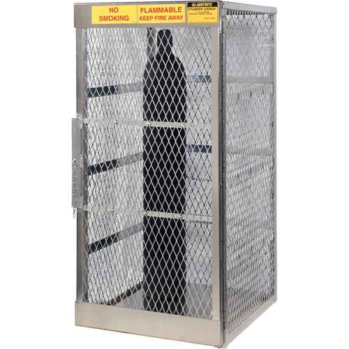 Aluminum LPG Cylinder Locker Storage, 10 Cylinder Capacity, 30" W x 32" D x 65" H, Silver OSI Industrial Sales