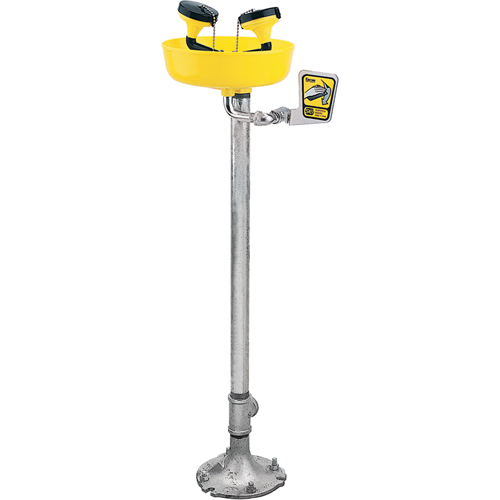 Poste de douche oculaire, Installation Socle, Bol Plastique OSI Industrial Sales