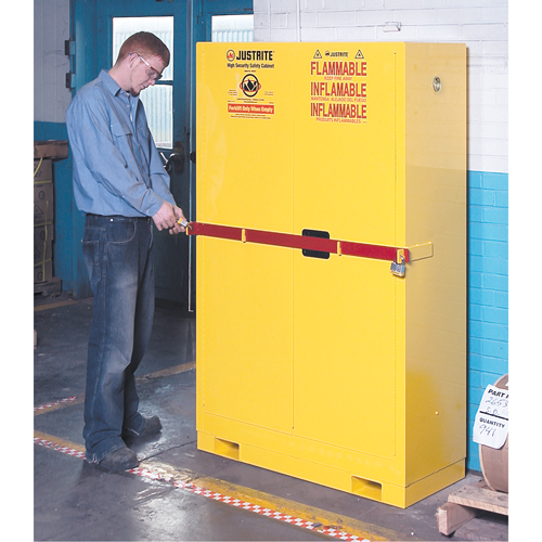 High Security Flammables Safety Cabinet with Steel Bar, 45 gal., 2 Shelves OSI Industrial Sales