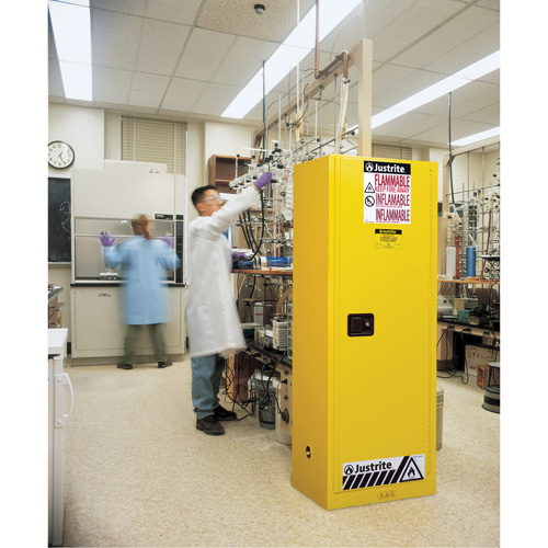 Sure-Grip&reg; EX Slimline Flammable Safety Cabinet, 22 gal., 1 Door, 23.25" W x 65" H x 18" D OSI Industrial Sales