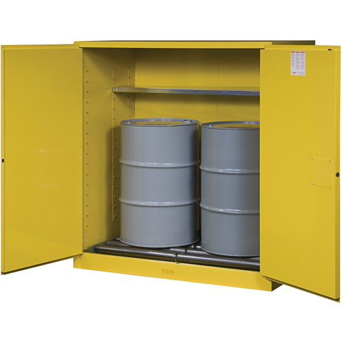 Sure-Grip&reg; EX Vertical Drum Storage Cabinets, 110 US gal. Cap., 2 Drums, Yellow OSI Industrial Sales