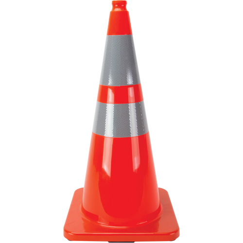 C&ocirc;nes en retrait, 28", Orange, Bande(s) r&eacute;fl&eacute;chissante(s) 4" & 6" OSI Industrial Sales