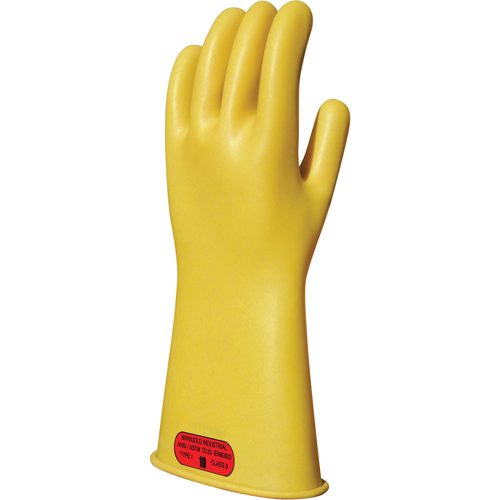 Yellow Natural Rubber Insulating Gloves, ASTM Class 0, Size 8, 11" L OSI Industrial Sales