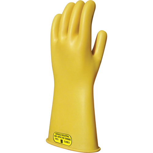 Yellow Natural Rubber Insulating Gloves, ASTM Class 2, Size 8, 16" L OSI Industrial Sales