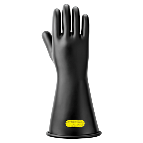 Black Natural Rubber Insulating Gloves, ASTM Class 2, Size 10, 14" L OSI Industrial Sales