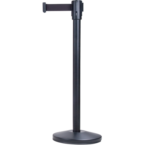 Barri&egrave;res sur pieds pour le contr&ocirc;le des foules, Acier, 35" h, Ruban Noir, Longueur du ruban 7' OSI Industrial Sales