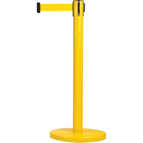Barri&egrave;res sur pieds pour le contr&ocirc;le des foules, Acier, 35" h, Ruban Jaune, Longueur du ruban 7' OSI Industrial Sales