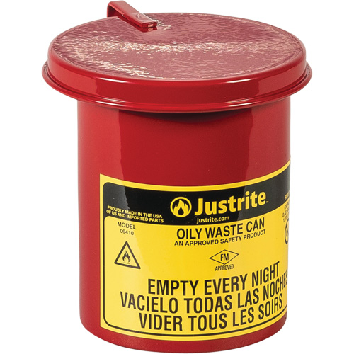 Mini Bench - Top Oily Waste Cans, FM Approved, 0.45 US gallon, Red OSI Industrial Sales