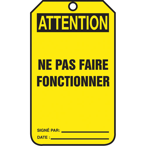 Lockout Tags, Cardstock, 3-1/8" W x 5-7/8" H, French OSI Industrial Sales