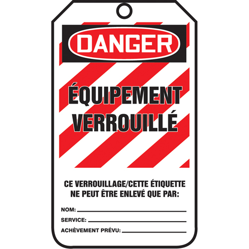 &eacute;tiquettes de s&eacute;curit&eacute; - Verrouillage, Papier cartonn&eacute;, 3-1/8" la x 5-7/8" h, Français OSI Industrial Sales
