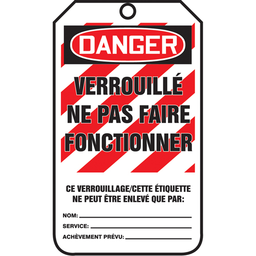 Lockout Tags, Plastic, 3-3/8" W x 5-7/8" H, French OSI Industrial Sales