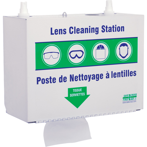 Metal Lens Cleaning Stations - Two 500ml Solutions & 1 Box of Tissue, Metal, 10.5" L x 5.5" D x 6.3" H OSI Industrial Sales