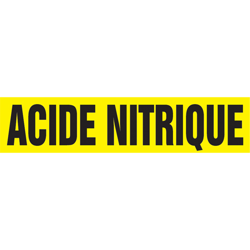 Marqueur de tuyau "Acid Nitrique", Autocollant, 4" h x 24" la, Noir sur jaune OSI Industrial Sales