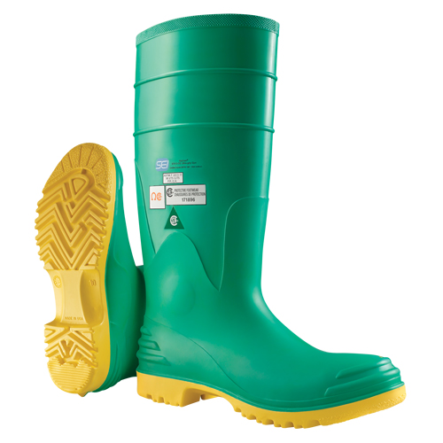 Bottes aux genoux Hazmax 16", PVC, Embout Acier, Pointure 6, Semelle R&eacute;sistant aux perforations OSI Industrial Sales