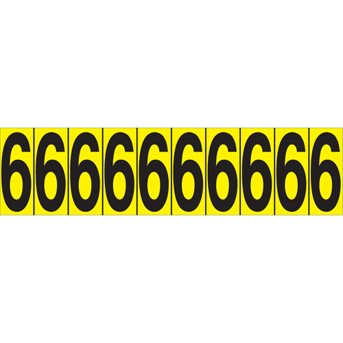 Individual Adhesive Number Markers, 6, 1-15/16" H, Black on Yellow OSI Industrial Sales