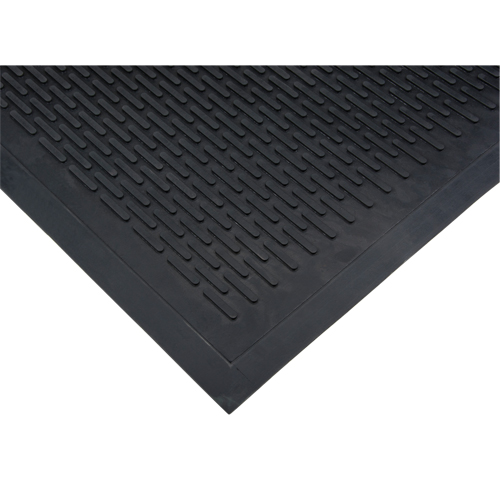 Low-Profile Matting, Rubber, Scraper Type, Solid Pattern, 3' x 5', Black OSI Industrial Sales